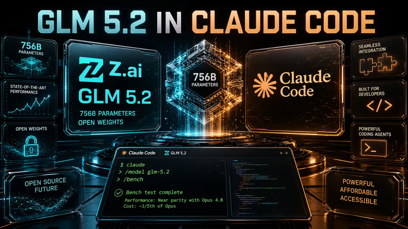 AI Kick Start editorial image for GLM 5.2 Inside Claude Code: A 756-Billion-Parameter Open-Source Model That Rivals Opus for a Fifth of the Price.