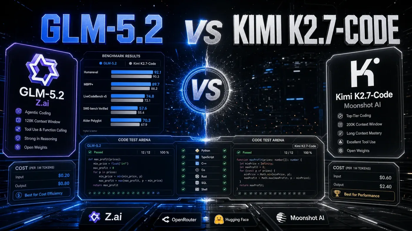 AI Kick Start editorial image for GLM-5.2 vs Kimi K2.7-Code: Chinese models compared.