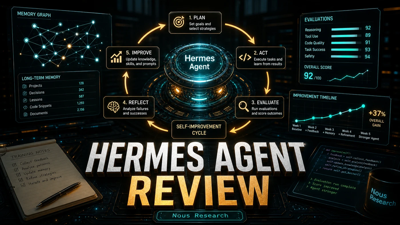 AI Kick Start editorial image for Hermes Agent Review: The Learning Agent That Improves Itself.