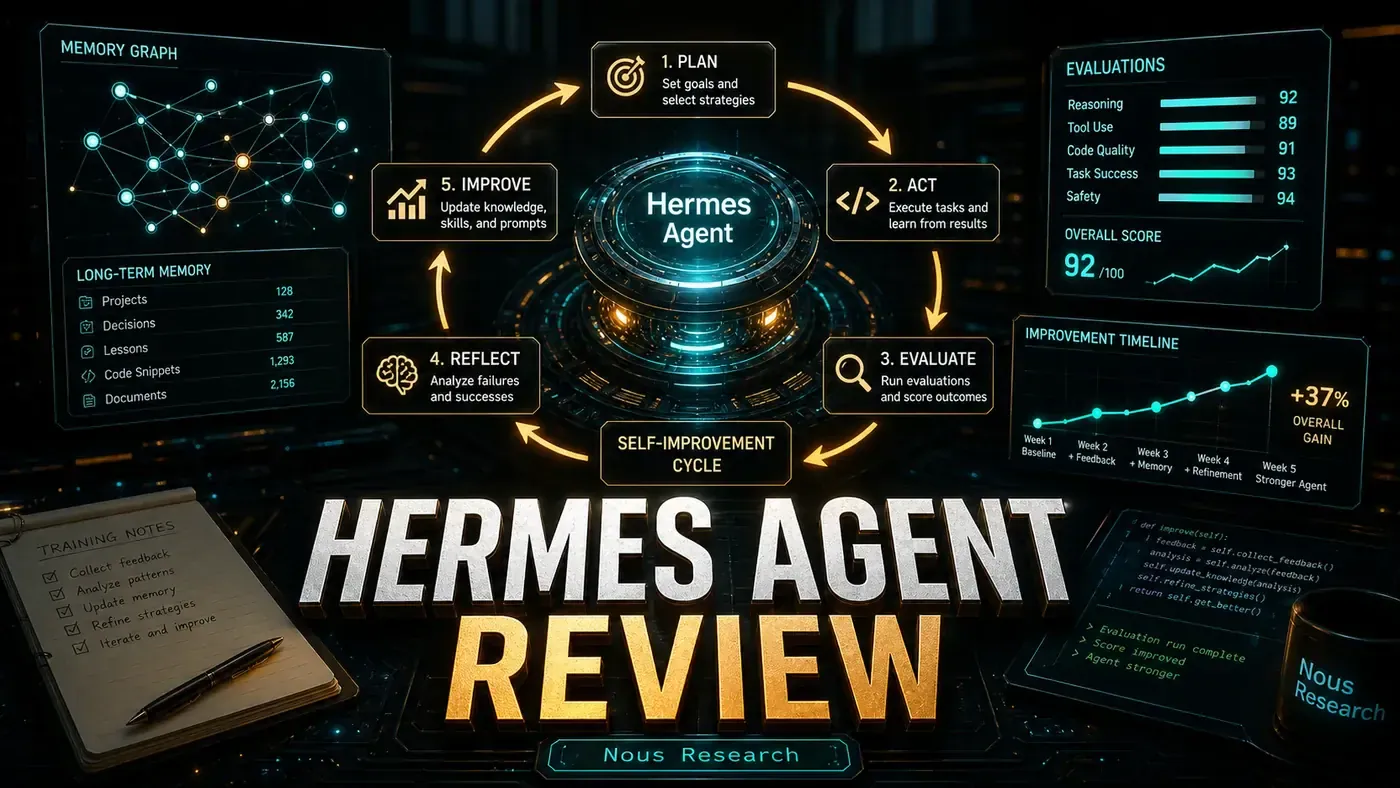 AI Kick Start editorial image for Hermes Agent Review: The Learning Agent That Improves Itself.