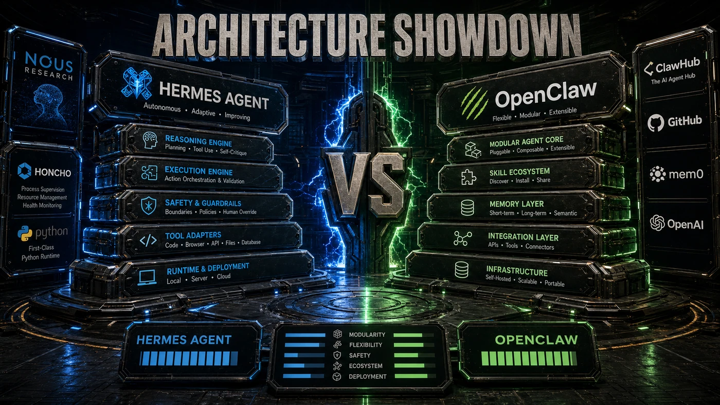 AI Kick Start editorial image for Hermes vs OpenClaw: Architecture comparison.