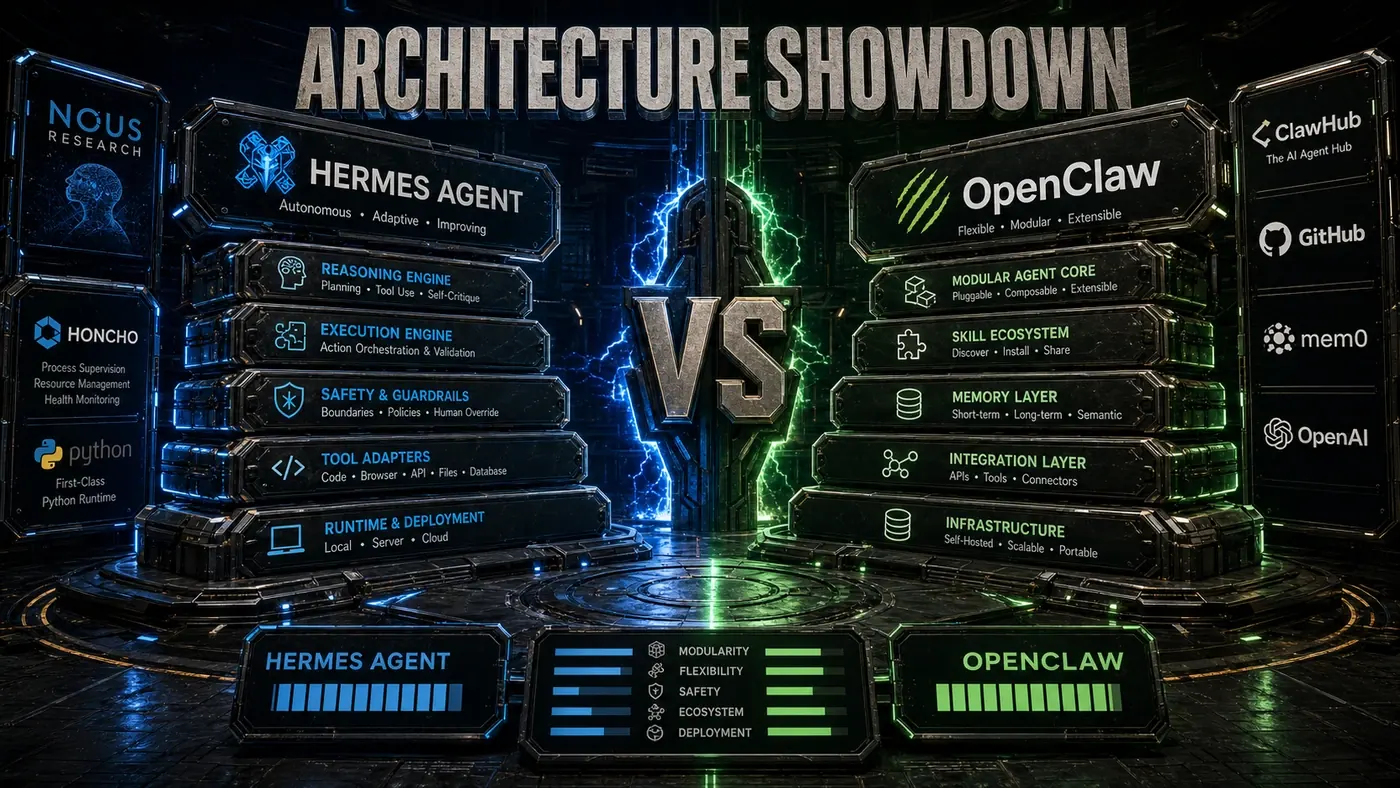 AI Kick Start editorial image for Hermes vs OpenClaw: Architecture comparison.