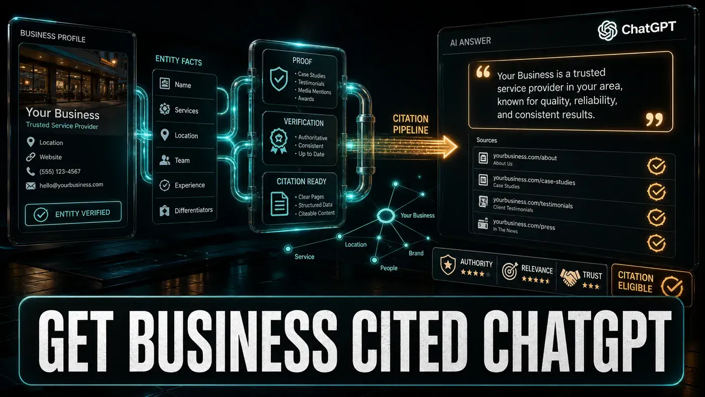 Light AI Kick Start editorial image showing AI answer citation pathways, entity facts, comparison proof, and source signals.