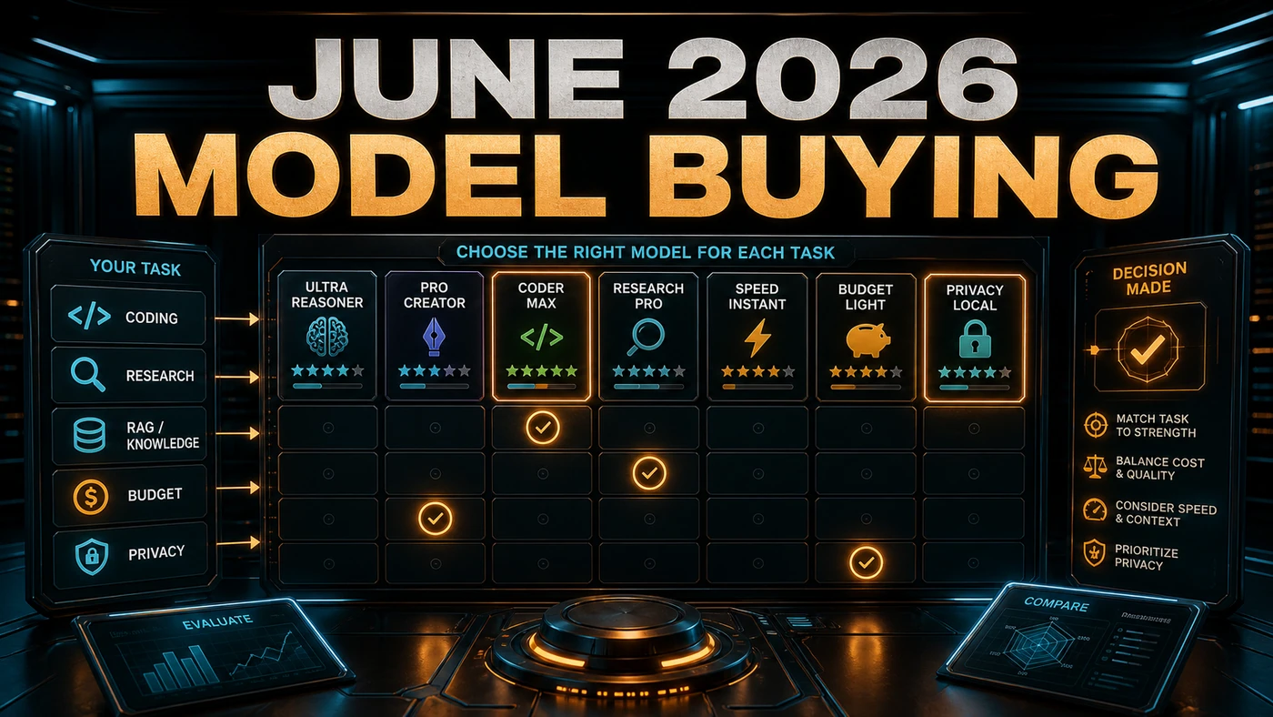 AI Kick Start editorial image for June 2026 model buying guide: Which AI to use for what.