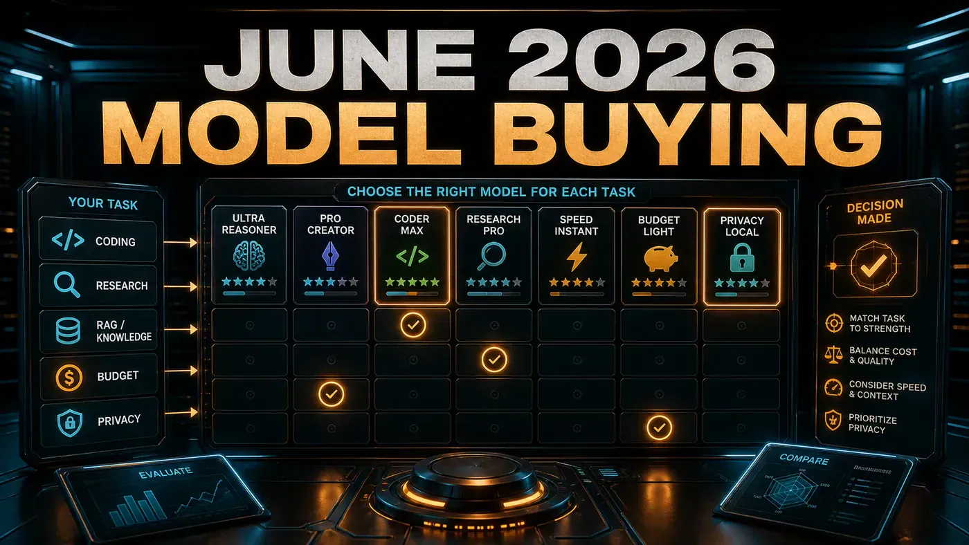 AI Kick Start editorial image for June 2026 model buying guide: Which AI to use for what.