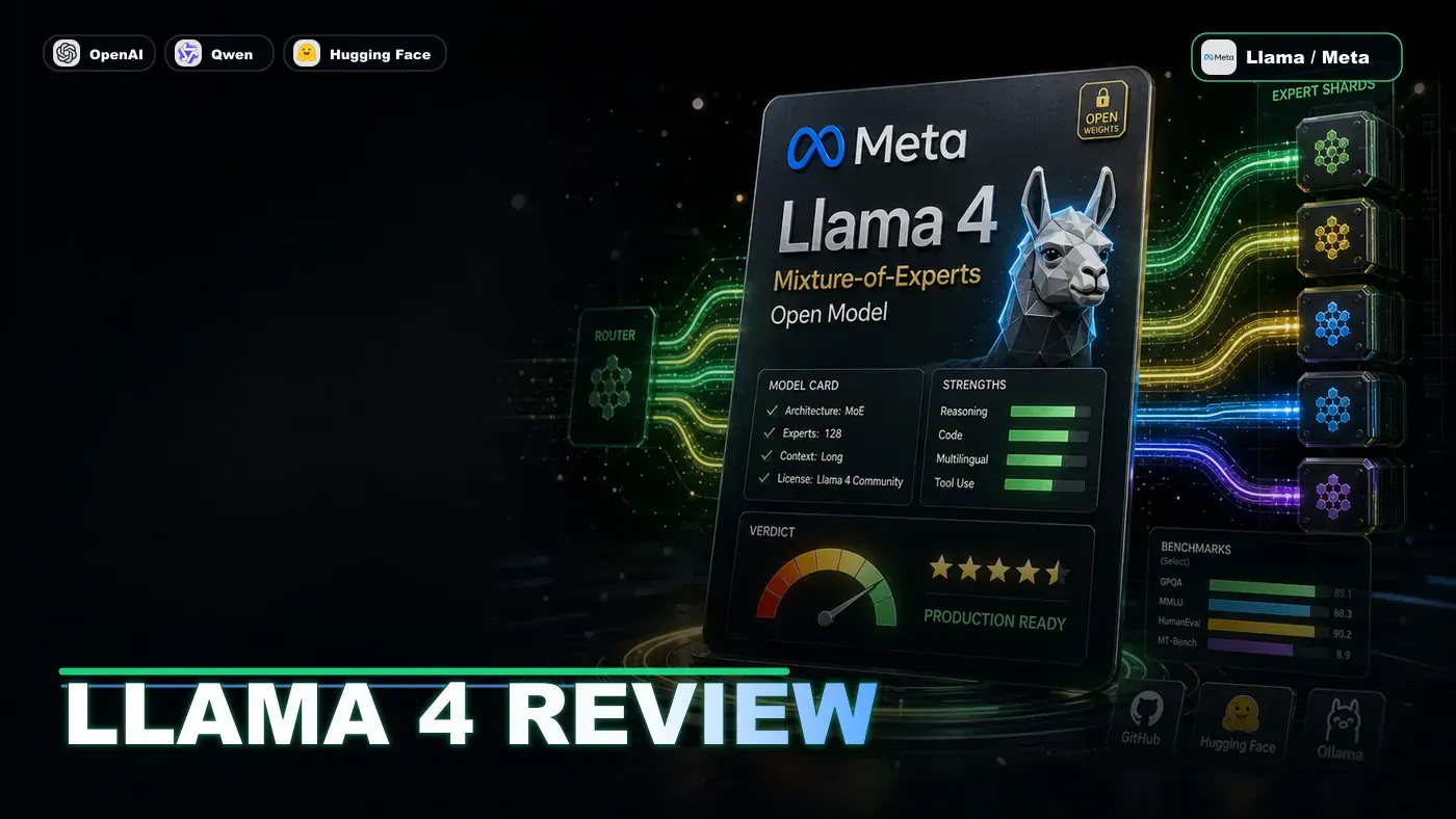 AI Kick Start editorial image for Llama 4 review: Meta's MoE open model.