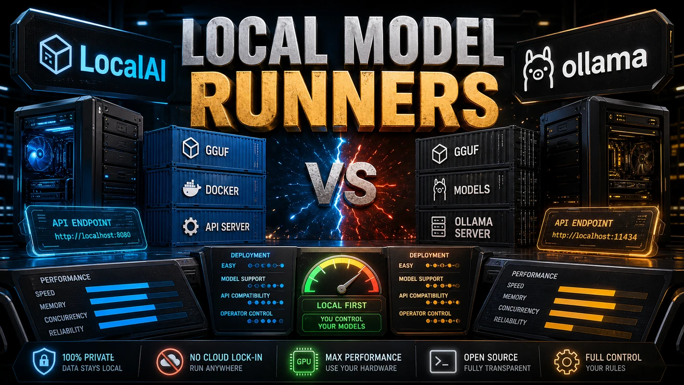 AI Kick Start editorial image for LocalAI vs Ollama: Local model runners compared.