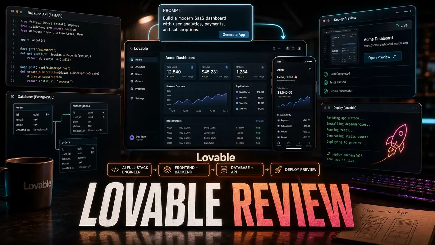 AI Kick Start editorial image for Lovable Review: AI Full-Stack Engineer.