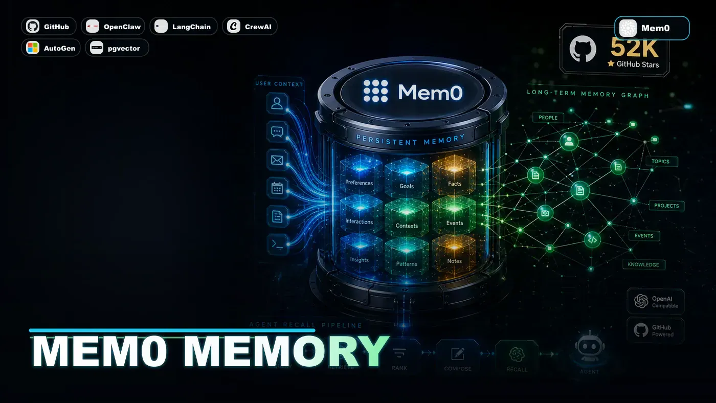 AI Kick Start editorial image for Mem0: Giving agents persistent memory (52k stars).
