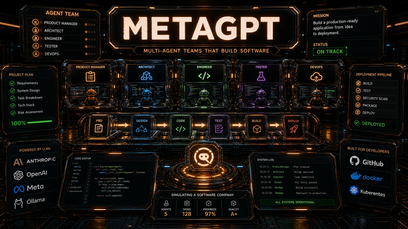 AI Kick Start editorial image for MetaGPT: Multi-agent teams that build software.