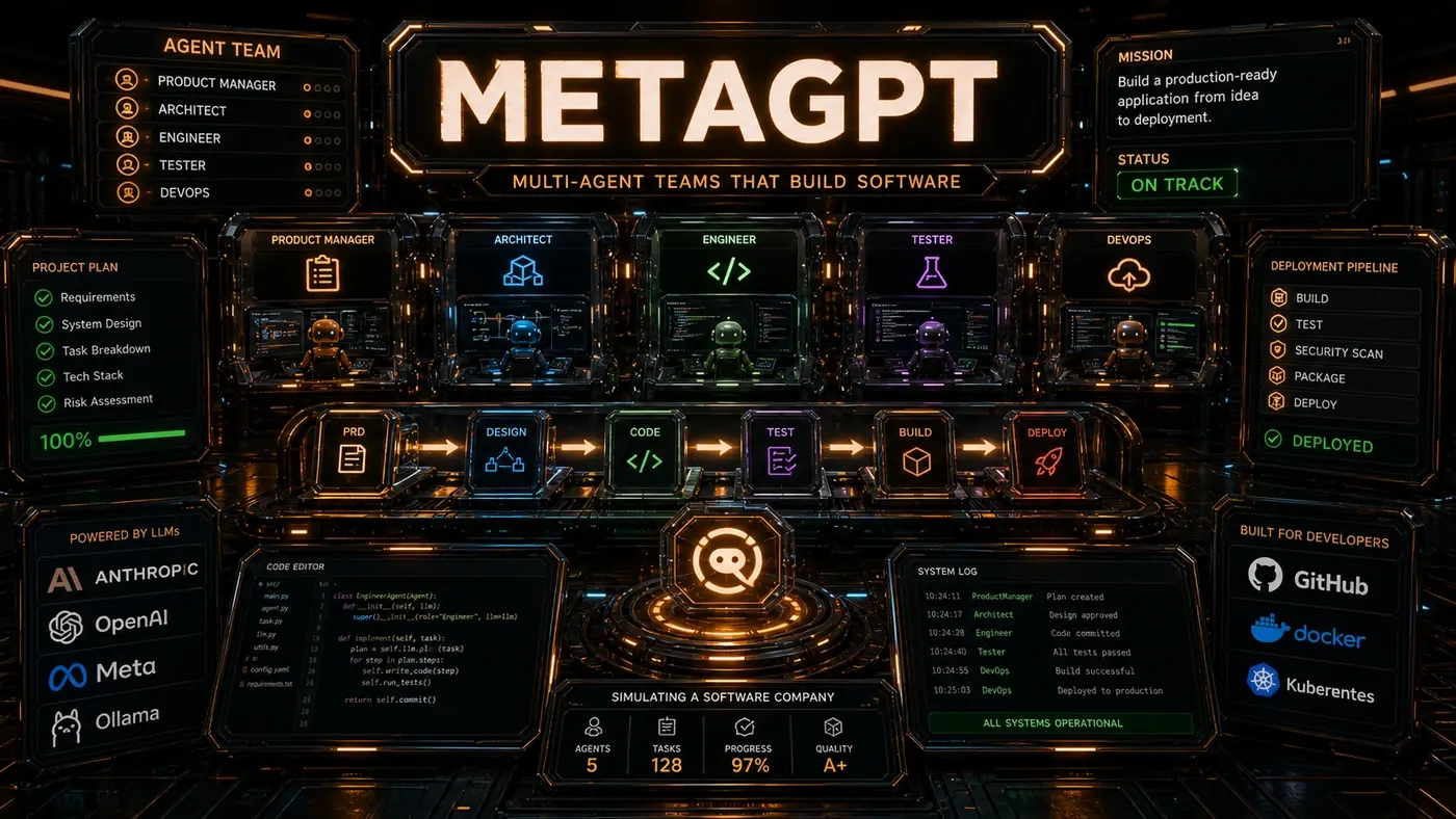 AI Kick Start editorial image for MetaGPT: Multi-agent teams that build software.