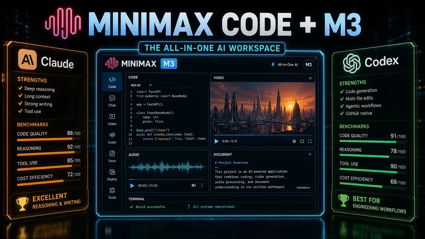AI Kick Start editorial image for MiniMax Code + M3: The All-in-One AI Workspace Challenging Claude and Codex.
