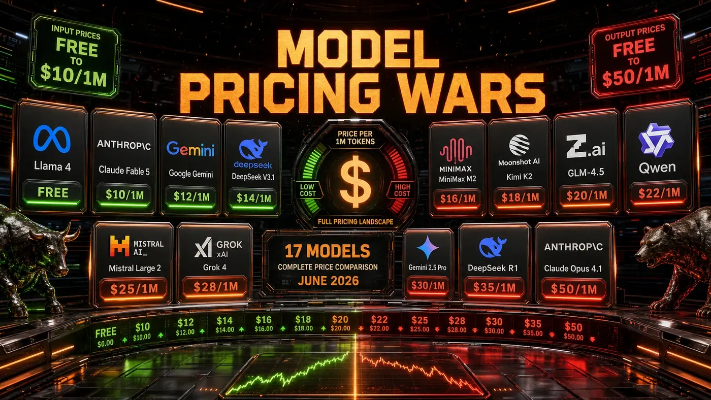 AI Kick Start editorial image for Model pricing wars: June 2026 comparison table.