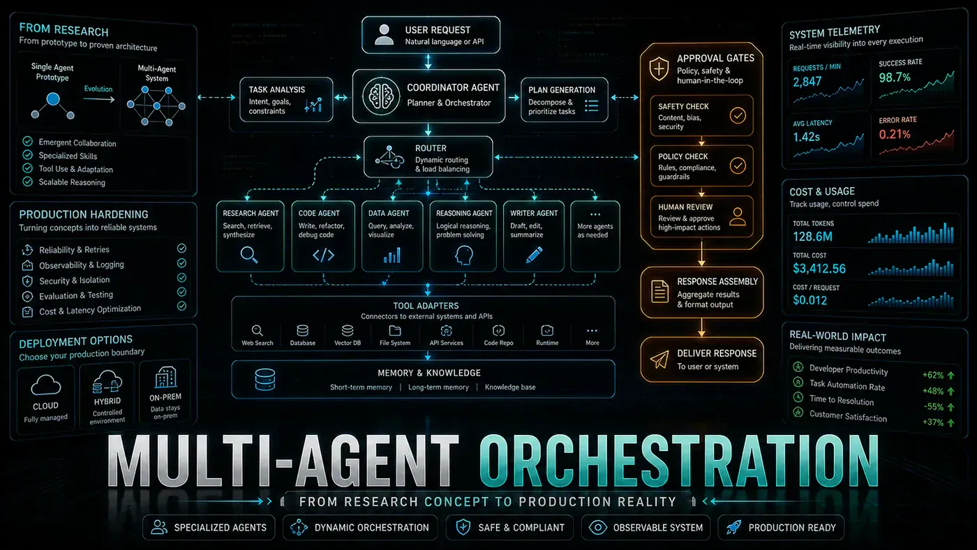 AI Kick Start editorial image for Multi-Agent Orchestration: From Research Concept to Production Reality.