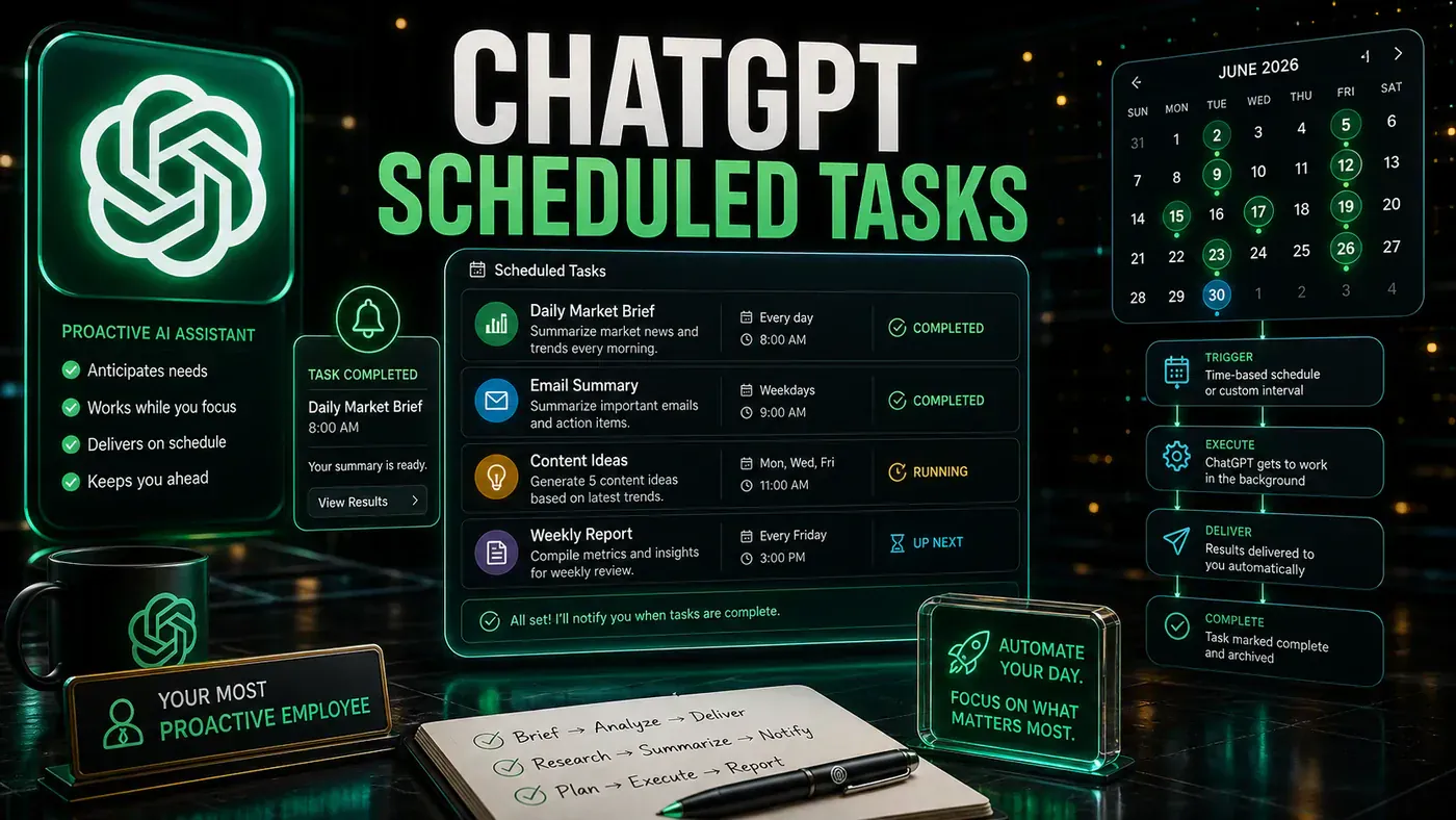 AI Kick Start editorial image for OpenAI's New Scheduled Tasks Feature Is a Game-Changer: Why ChatGPT Just Became Your Most Proactive Employee.
