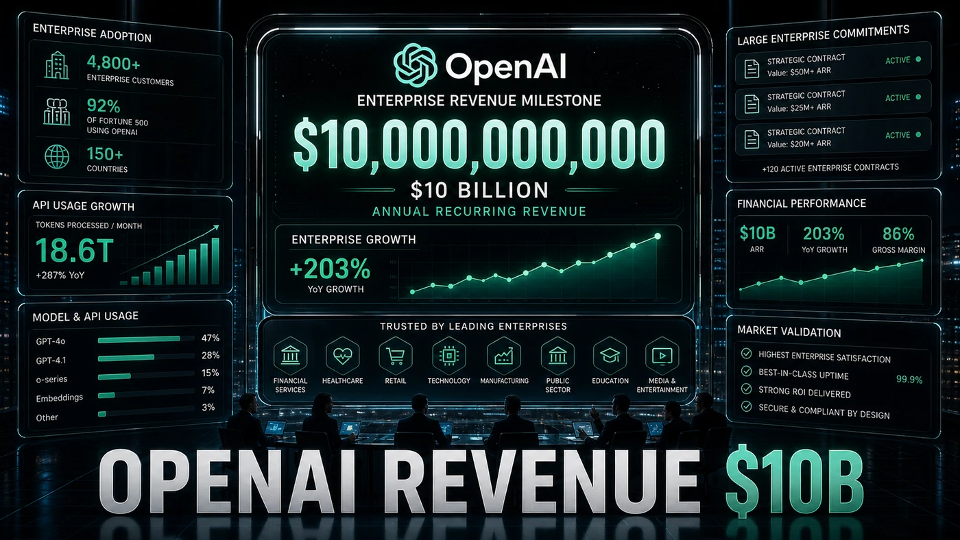 AI Kick Start editorial image for OpenAI's Enterprise Revenue Hits $10 Billion: A Milestone and a Validation.