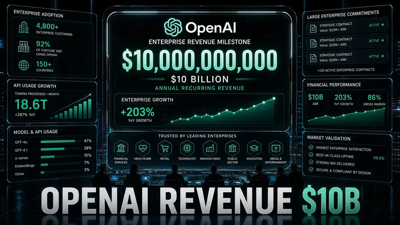 AI Kick Start editorial image for OpenAI's Enterprise Revenue Hits $10 Billion: A Milestone and a Validation.