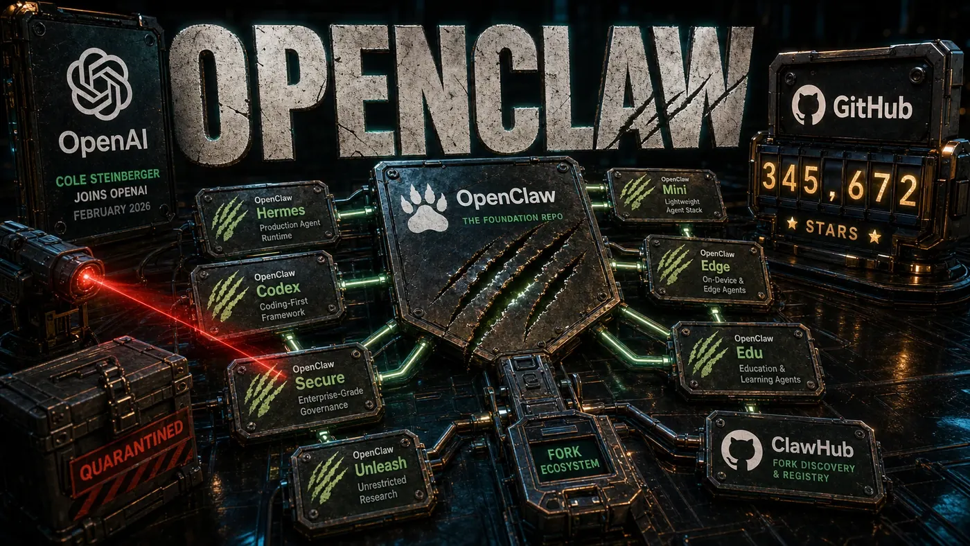 AI Kick Start editorial image for The OpenClaw fork landscape: After Steinberger joined OpenAI.