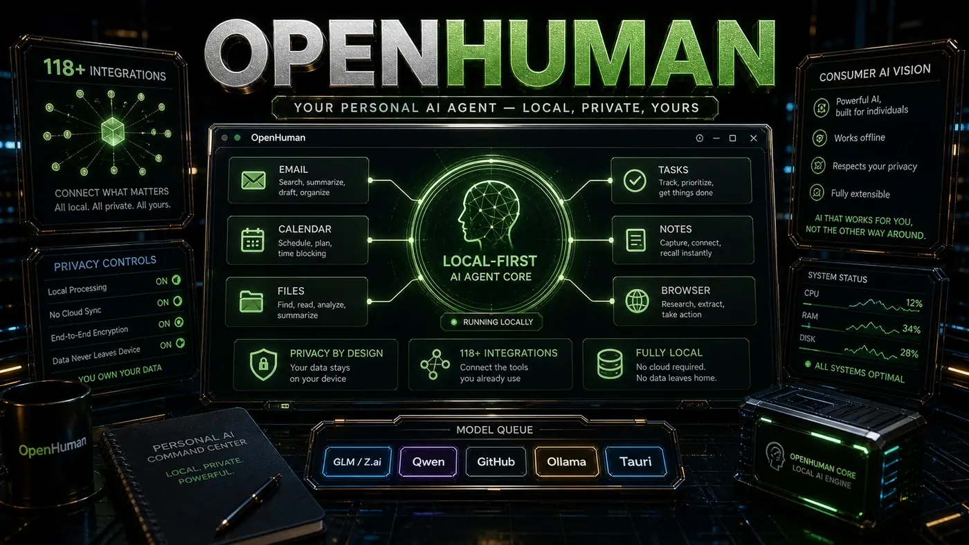 AI Kick Start editorial image for OpenHuman: The Personal AI Agent With 118+ Integrations and a Radical Vision.