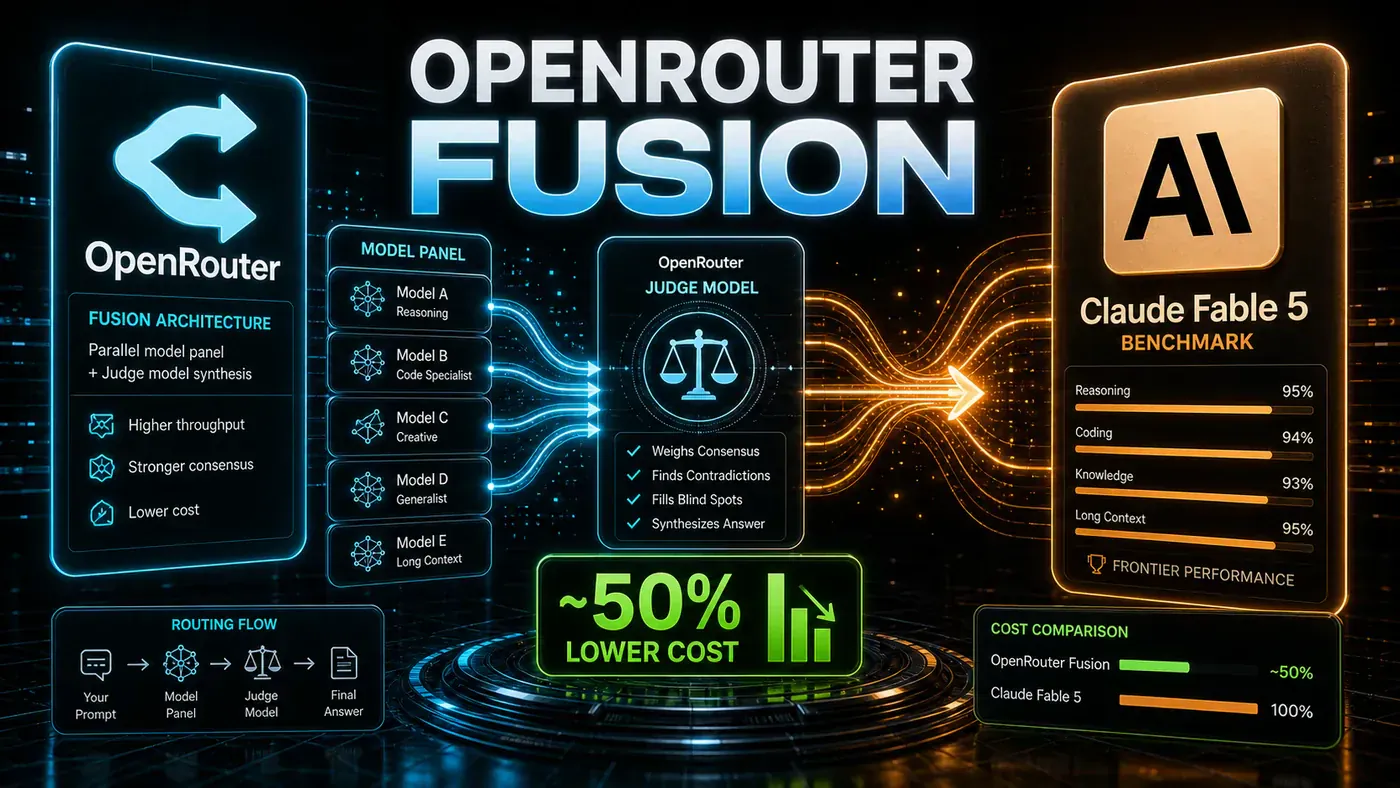 AI Kick Start editorial image for OpenRouter Fusion: Can a Panel of Smaller Models Really Match Claude Fable 5 at Half the Cost?.