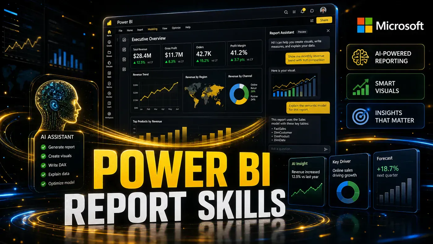 AI Kick Start editorial image for We Tested Microsoft's New Power BI Report Skills: AI-Powered Reporting Arrives.