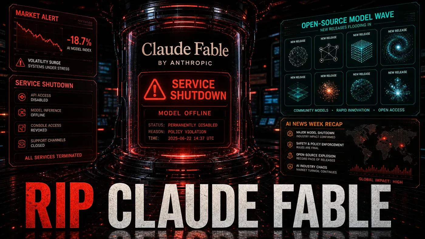 AI Kick Start editorial image for AI Never Sleeps: Claude Fable's Dramatic Shutdown, a Flood of Open-Source Models, and the Week That Changed Everything.