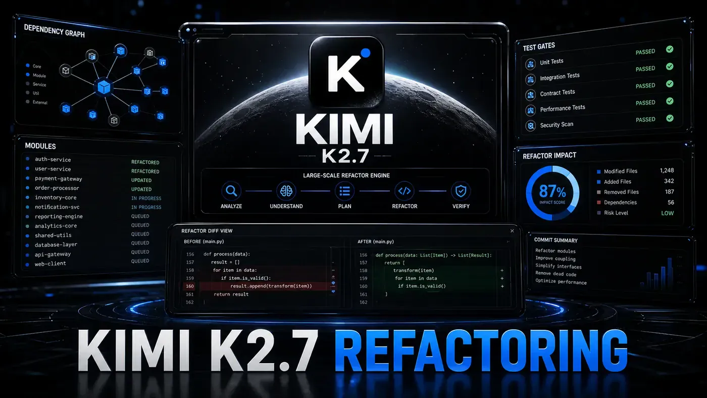 AI Kick Start editorial image for How to use Kimi K2.7-Code for large-scale refactoring.