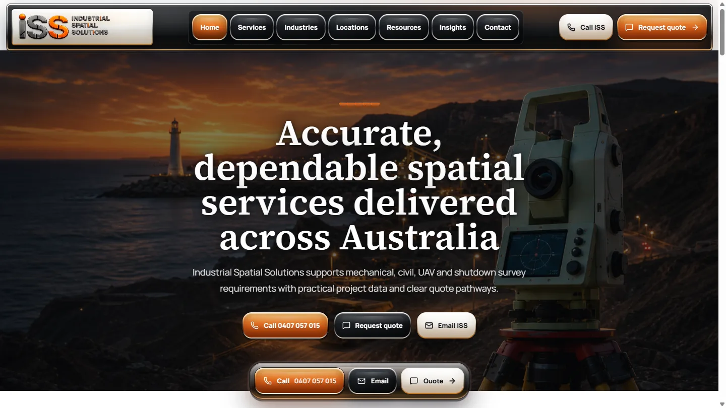 Industrial Spatial Solutions surveying website home page