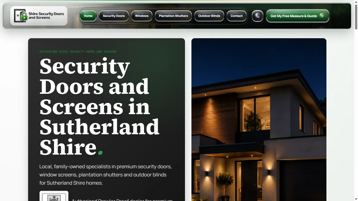 Shire Security Doors & Screens website home page